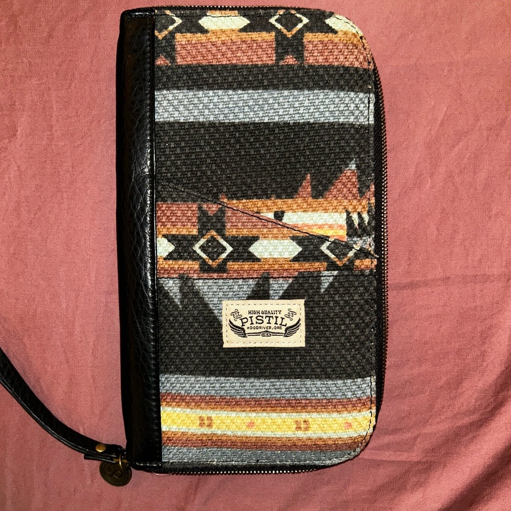 Pistil woman’s over sized Zip Wallet/clutch in Multicolor Aztec Print